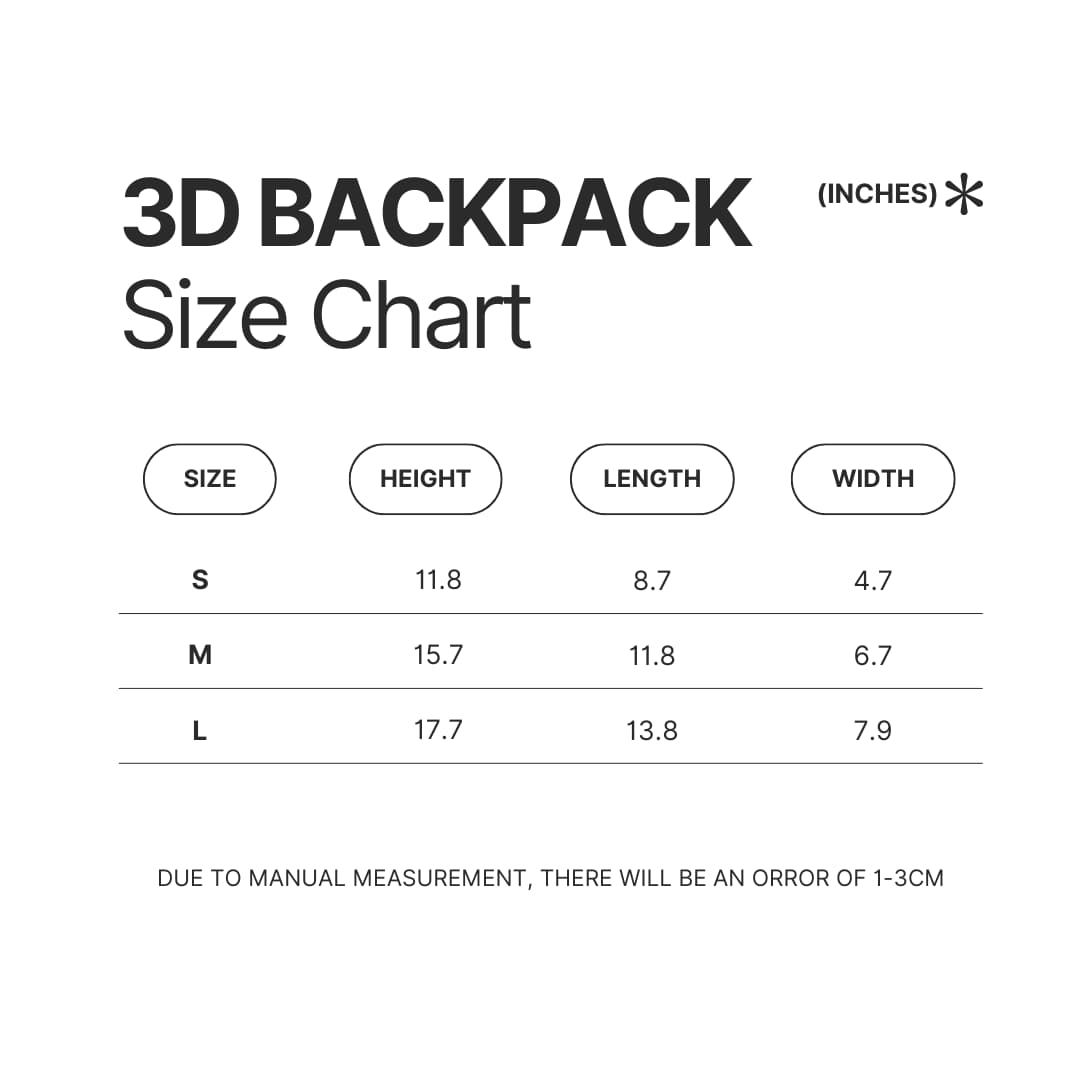 3D Backpack Size Chart - Hades Store