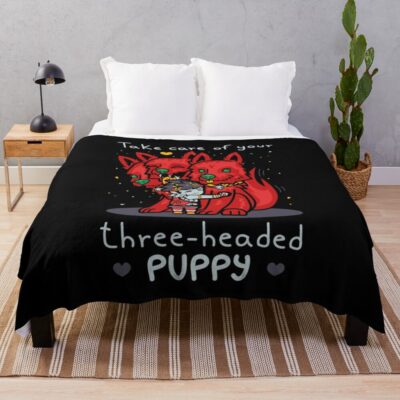 Three-Headed Puppy Throw Blanket Official Hades Merch