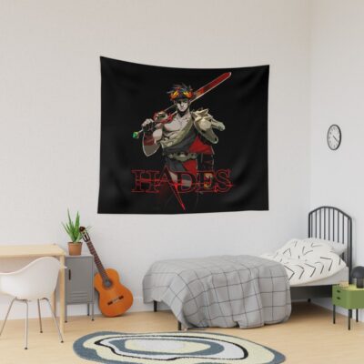 Hades Game Logo With Zagreus Tapestry Official Hades Merch